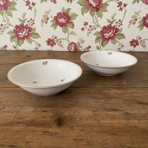 Cunningham & Pickett Cardinal Cereal Bowls, Set of 2, Vintage Floral Dinnerware